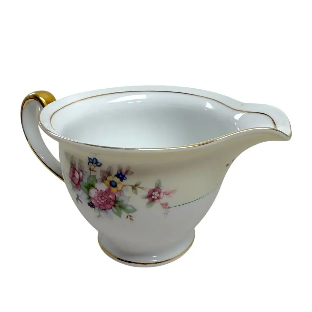 Vintage Blossom China Porcelain Sugar‎ Bowl w/Lid & Creamer Set Floral Japan